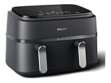 AirFryer PHILIPS NA351/00 Edelstahl 9,0 l Doppelschüssel 38,25 x 44,39 x 31,42 cm