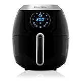 Stillstern Heißluftfritteuse 5L mit Digitalem LED-Touchscreen, 7 Programmen, 120 Rezepte auf Deutsch, Brotbackkorb, Shake-Funktion, 1800W, Air Fryer XXL Friteuse Heissluftfritteuse ohne Öl