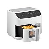 MEDION P20 XXL Heißluftfritteuse mit 2 Kammern (8,7 Liter, Airfryer, 2.600 Watt, Doppelkammer, 9 Automatikprogramme, 2 Schubladen, Sichtfenster, Dualer Airfryer, Dual Cook & Sync-Finish Funktion) weiß
