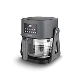 Lauben Glass&Grill Air Fryer 3in15500BG Heißluftfritteuse mit Inhalt 5,5 l, Frittierkorb aus Glas, 6 Programme + Manuelles Einstellen, 3in1 - kann als Grill und Bratpfanne verwendet werden, PFOA free