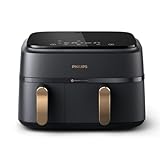Philips Airfryer Dual Basket 3000 Series, 9L, 2 Körbe, 2 Gerichte gleichzeitig fertig, RapidAir Plus Heißlufttechnologie, 90% weniger Fett, Energieeffizient, HomeID Rezepte-App (NA352/00)