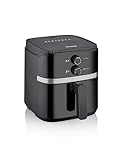 SEVERIN Heißluftfritteuse mit 5 Liter Garraum, Heißluft Fryer für gesundes Kochen, Fritteuse ohne Fett mit antihaftbeschichtetem Frittierkorb, 1500 W, schwarz/silber, FR 2452
