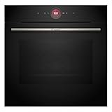 Bosch HBG7221B2, Serie 8 Smarter Einbau-Backofen, 60 x 60 cm, Made in Germany, Schwarz, Hydrolyse Reinigung, Air Fry, Bosch Assist Automatikprogramme, 3D Heißluft, Farbiger Touchscreen mit Bedienring