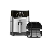 Tefal EY505D Easy Fry & Grill Heißluftfritteuse, 2-in-1 Technologie (Air Fryer und Grill), Digitales Display, 4,2 Liter für 6 Portionen, 8 Kochprogramme, energiesparend, ohne Öl, Edelstahl, XL