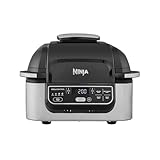 Ninja Foodi Grill & Airfryer, 5,7L Heißluftfritteuse, Air Fryer, spülmaschinenfeste Teile, 5-in-1, Schwarz/Silber AG301EU