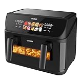 Cecotec Heißluftfritteuse ohne Öl - 10L - Grillplatte - Grill - Doppelte Heizelemente - Air Fryer Cecofry&Grill Duoheat 10000. 2800W, Bewegliche Trennwand, Temperaturregelung 40-200°C, 10 Menüs