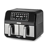 Kenwood kHealthy Twin Airfryer, 8L (2x4L), Doppelkammer, 8 Programme, Dual Cook & Sync Finish Funktion, Touch-Display, Antihaft, 200º, Timer (bis 60 Min) & 24 h Dörrfunktion), Heißluftfriteuse