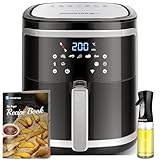 Aigostar Cube Smart WiFI - Heißluftfritteuse 7L XXL, Airfryer 1900W, APP-Steuerung, 7 Programmen, LED-Touchscreen, Warmhalten, 20 Rezepte, Ohne Öl Air Fryer für 6-10 Personen, DIY-Menü, Schwarz