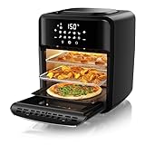 Arendo - Heißluftfritteuse XXL mit LED Touchscreen 12 Liter - Grill - Dörrautomat - Backofen - Air Fryer - Touchscreen - Easy&Clean - Fritteuse ohne Öl - Umluft - Pizza Hähnchen Pommes - BPA frei