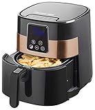 Bestron XXL Digitale Heissluft-Fritteuse, Mit PrepAir-Technologie, Fritteuse mit digitalem Display und Touchscreen, 4 Liter, 1.300 Watt, Schwarz/Kupfer
