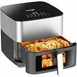 Iceagle Heißluftfritteuse 9L XXL - 2000W Airfryer mit Ober- und Unterheizung | Heissluftfritteuse mit Sichtfenster, 12-in-1, DIY-Funktion, 360° Metalldesign, Ergonomisch Touchscreen, Rezepte