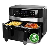 EMERIO digitale 10L DOPPEL Heißluftfritteuse AirFryer Frittieren mit heißer Luft ohne Öl möglich 2x5L Volumen 12 Programme BPA frei SMART FINISH Funktion (beide gleichzeitig fertig) AF-126672.4