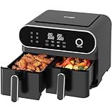 iceagle Heißluftfritteuse 2 Kammern Airfryer XXL 11L - 1700 W Heissluftfritteuse mit Doppelkammer | Dual Zone Heißluftfritteuse, 6 Kochfunktion, Touchscreen, Rezeptbuch