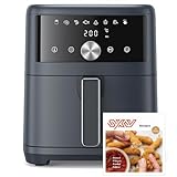 Innsky Heißluftfritteuse Airfryer 6L, 8-in-1 Heissluftfritteuse Friteuse XXL, 1500W Air Fryer mit LED-Touchscreen, Energiesparend und Zeitersparnis, Spülmaschinenfest, 50dB Leise,3-5 Personen,Grau