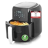 Emerio Heißluftfritteuse, Airfryer, Smart Fryer, DIGITAL, Frittieren ohne Öl, leicht zu reinigen, 5.5 Liter Volumen, 1400 Watt, BPA frei, AF-123544, 5.5 liters, Schwarz