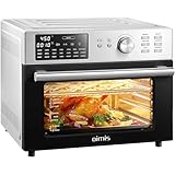 OIMIS Heißluftfritteuse xxl 30L 1800W, mini backofen mit umluft, 21 in 1 pizzaofen elektrisch mit Timer, 7 Zubehör, kochbuch, Dual Cook, Airfryer, Grillen, Backen, Stainless steel