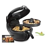 Tefal YV9708 ActiFry Genius XL 2in1 Heißluftfritteuse mit Rührarm, Testsieger, 1,7 kg für 8 Personen, 9 automatische Menüs, 2 Speisen gleichzeitig, gesunde Friteuse ohne Öl, schwarz