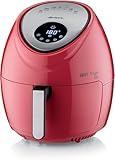 Ariete Airy Fryer XXL 4618, Heißluftfritteuse 7 Liter, 60-Minuten-Timer, LCD- und Touchscreen mit 7 Garstufen, Maximaltemperatur 200° C, Fassungsvermögen 2,5Kg, 1800W, Red