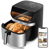 Aigostar Heißluftfritteuse XXL 8,8L, Dual Blaze, Airfryer 55% energiesparend mit 13 Programme, Metall-Innenraum, 100+ Online Rezept, LED Touchscreen & Sichtfenster, 2200W, Schwarz