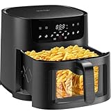 Iceagle XXL Heißluftfritteuse 9L - 1800W Airfryer mit Sichtfenster | Friteuse ohne Öl, 8 Programme, Digitale LED-Touchscreen, Rezeptbuch, Gesundes Kochen