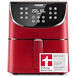 COSORI Heißluftfritteuse CP158-AF, Testsieger 2024 Stiftung Warentest, 11-in-1 Airfryer mit Shake-Reminder, 100 Rezepte, 55 Prozent energiesparend, spülmaschinenfeste Körbe, Rot