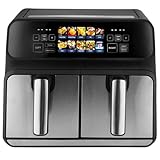 ProfiCook Heißluftfritteuse 2 Kammern | 8L Heißluftfritteuse Doppelkammer | kein Öl oder Fett | Air Fryer m. Color-Display | Doppel Heißluftfritteuse 2200 Watt | Heißluftfritteuse XXL | PC-FR 1287 H