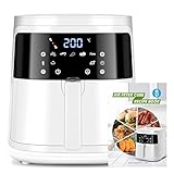 Aigostar Intelligente Heißluftfritteuse 7L, App/Wifi-Steuerung, 7 Kochvoreinstellungen, LED-Bildschirm, Einfach zu Bedienen, Herausnehmbarer Antihaft-Korb, Rezepte, ölfreie Fritteuse, Weiß