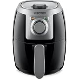 Chefman TurboFry 1.9 Liter Heißluftfritteuse, Kompakte Größe, 60-Minuten-Timer für Schnelles und Gesundes Kochen, für Pommes, Huhn, Fleisch, Fisch, Gemüse, Spülmaschinenfest, Schwarz