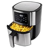 ProfiCook Heißluftfriteuse | Friteuse | 1400 Watt | Heißluft | 5,5L | XXL Kapazität | Öl- und fettfrei | Airfryer | LED-Touchscreen | 7 Programme| Edelstahl | für Pommes, Nuggets uvm. | PC-FR 1239 H