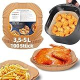 HONYAO Backpapier für Heißluftfritteuse 3,5-5 L, 100 Stück 18x18 cm Eckig Air fryer Papier Antihaft Einwegschalen Luftfritteuse Pergamentpapier Liner Kompatibel mit COSORI,Philips,Cecotec Airfryer