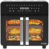 iceagle Heißluftfritteuse 23L Dual Zone - XXL Airfryer mit French Door | Heissluftfritteuse Ofen mit Doppelkammer, 15 Programme, 2200W, 12 Zubehör, Herausnehmbarem Trenner für Kochraum, 50-200℃