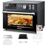 OIMIS Heißluftfritteuse xxl 30L 1800W, mini backofen mit umluft, 21 in 1 pizzaofen elektrisch mit Timer, 7 Zubehör, kochbuch, Dual Cook, Airfryer, Grillen, Backen, Schwarz